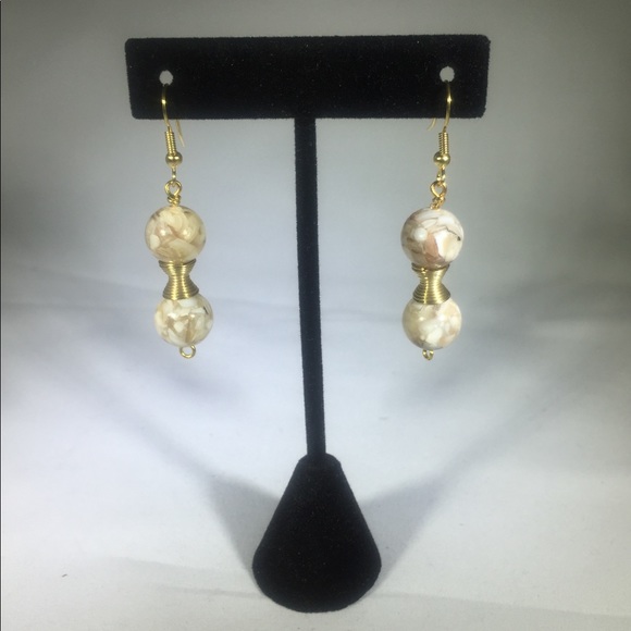 Handmade Drop Mother of Pearl Earrings - Picture 2 of 3